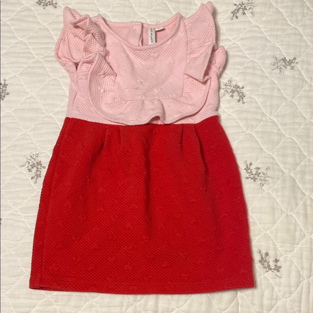 Kids Janie and Jack Pink and Red Ruffle Dress
